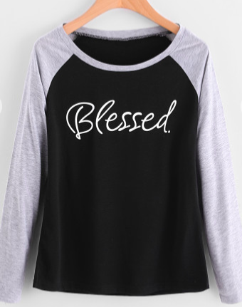 Blessed Gray Black Long Sleeve Shirt