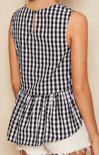 Load image into Gallery viewer, Gingham Ruffle Hem Lo Hi Top Blouse Tank
