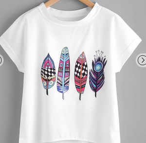 Soft Feather Graphic Boho Shirt Fashion Top