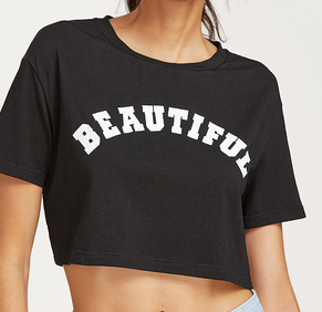 Beautiful Ripped Crop Tee Shirt Fashion Top