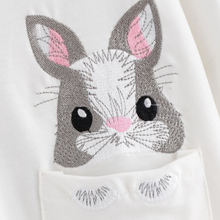 Load image into Gallery viewer, Baby Bunny Embroidered Long Sleeve White Hoodie
