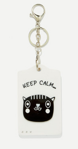 Keep Calm Zen Graphic Cat Black White Keychain