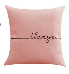 Canvas Pink I Love You Print Graphic Pillow