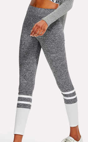 Charcoal Gray White Stripe Yoga Pilates Leggings