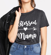 Load image into Gallery viewer, Blessed Mama Gray Slogan Tee Shirt Casual Top
