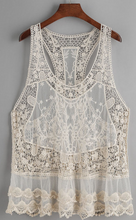 Load image into Gallery viewer, Lace Overlay Long Tank Shirt Fashion Top
