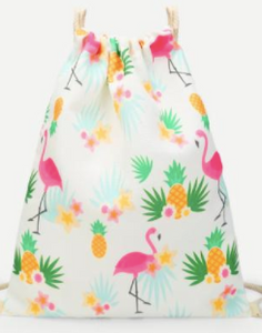 Tropical Flamingo Pineapple String Bag