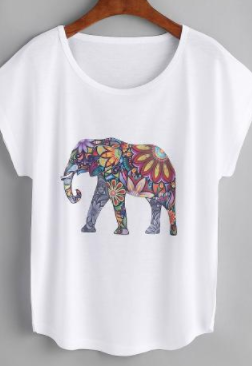 Elephant Boho Graphic Tee Shirt Fashion Top