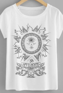 Moon Sun Graphic Tee Shirt Fashion Top