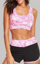 Load image into Gallery viewer, Pink Brush Padded Sport Yoga Bra Top Black Lined Short Set
