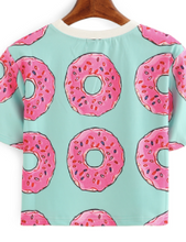 Load image into Gallery viewer, Donut Graphic Pop Tee Shirt Fashion Crop Top
