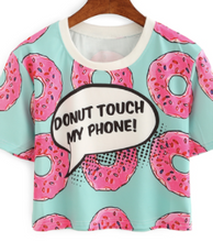 Load image into Gallery viewer, Donut Graphic Pop Tee Shirt Fashion Crop Top
