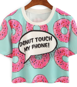 Donut Graphic Pop Tee Shirt Fashion Crop Top