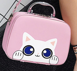 Kitty Print Pink Case Cross Body Purse Bag