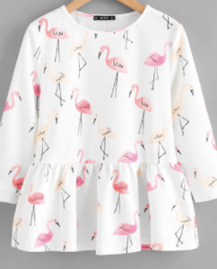 Flamingo Flared Casual Fashion Long Sleeve Shirt Top