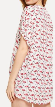 Flamingo Long Tee Button Down Shirt Fashion Top