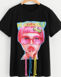 3D String Girl Lollipop Tee Shirt Fashion Top