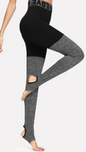 Load image into Gallery viewer, Hi Waist Gray Love Slogan Pilates Yoga Workout Stirrup Leggings
