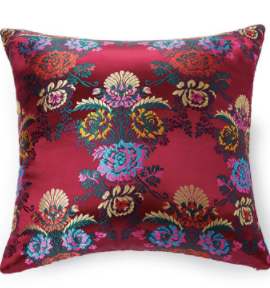 Red Satin Flower Print Pillow