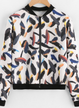 Load image into Gallery viewer, Feathers Bomber Jacket Long Sleeve

