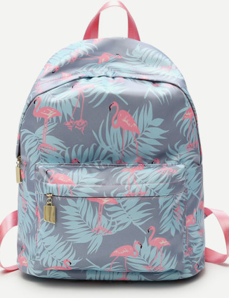 Soft Small Pastel Blue Flamingo Backpack School Bag Rakeli