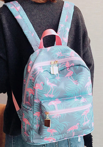 Soft Small Pastel Blue Flamingo Backpack School Bag