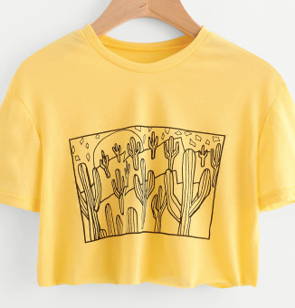 Yellow Cactus Loose Crop Top