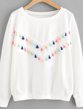 Load image into Gallery viewer, Colorful Long Sleeve White Fashion Sweatshirt
