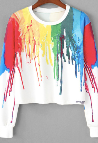 Paint Splash Graphic Crop Sweatshirt Top
