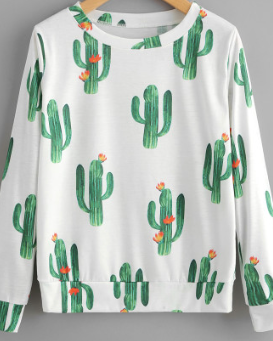 Cactus Print Long Sleeve Shirt Top