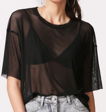 Load image into Gallery viewer, Loose Fit Mesh Crop Tee Shirt Fashion Top
