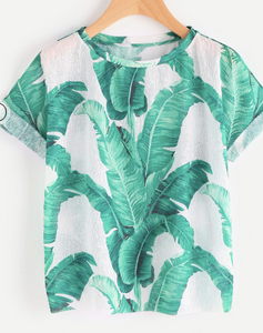 Palm Leaves Graphic Tee Shirt Fashion Top