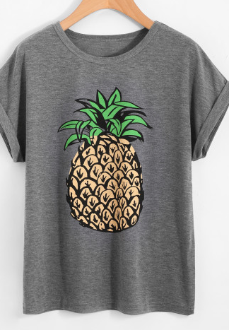 Pineapple Graphic Tee Shirt Casual Top
