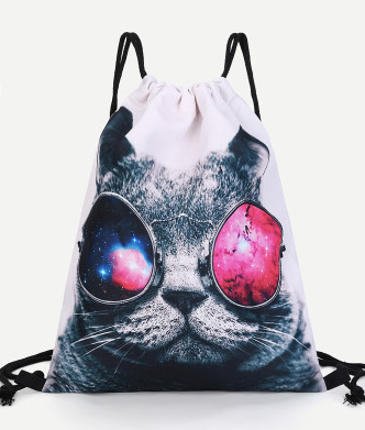Cool Glasses Cat String Backpack Purse Case Bag