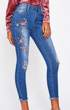 Load image into Gallery viewer, Embroidered Wash Floral Fashion Denim Jeans Pants
