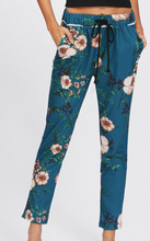 Load image into Gallery viewer, Blue Floral Casual String Pants
