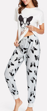 Load image into Gallery viewer, Dog Print Black White Sleepwear Shirt Pant Set
