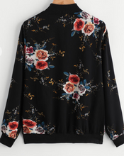 Load image into Gallery viewer, Black Floral Bomber Jacket Fashion Long Sleeve
