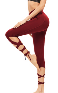 Light Fabric Soft CrissCross Red Yoga Pilates Leggings