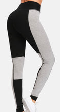 Load image into Gallery viewer, Hip Waist Color Block Gray Black Yoga Pilates Leggings
