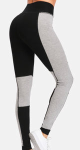 Hip Waist Color Block Gray Black Yoga Pilates Leggings