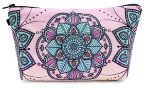 Pink Colorful Mandala Pouch Makeup Pencil Case Bag