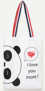 Love Panda Stripe Red Blue Panda Canvas Bag