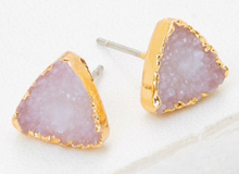 Load image into Gallery viewer, Crystal Gold Triangle Fashion Earrings
