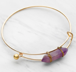 Purple Crystal Gold Cuff Fashion Bracelet