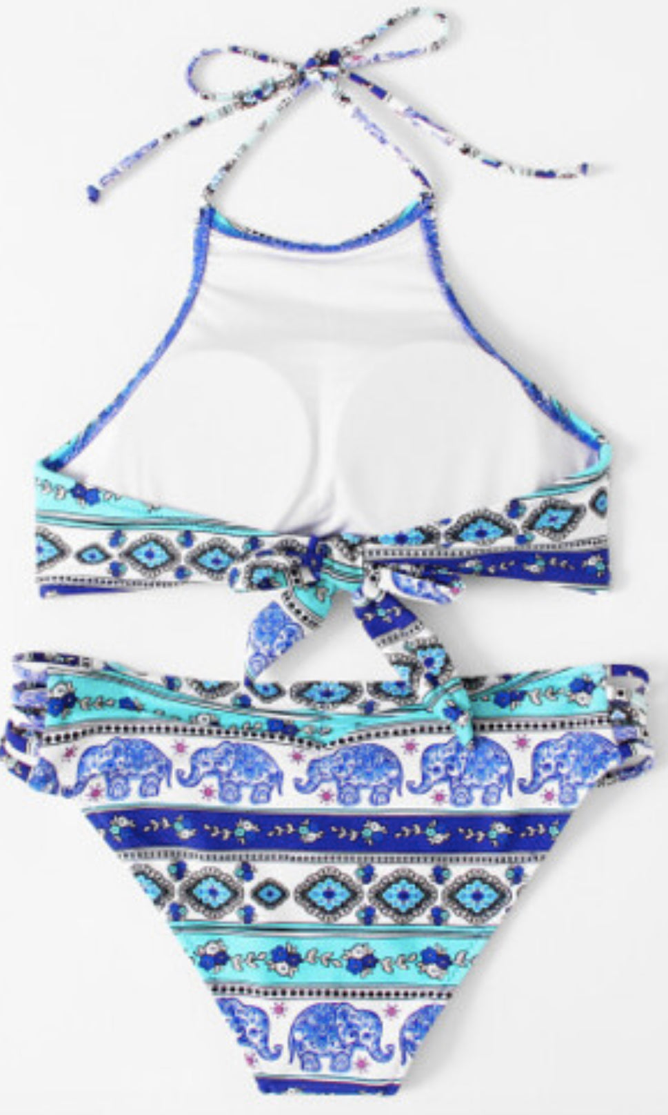 Boho Elephant Print Padded Bikini Top Bottom Set Rakeli