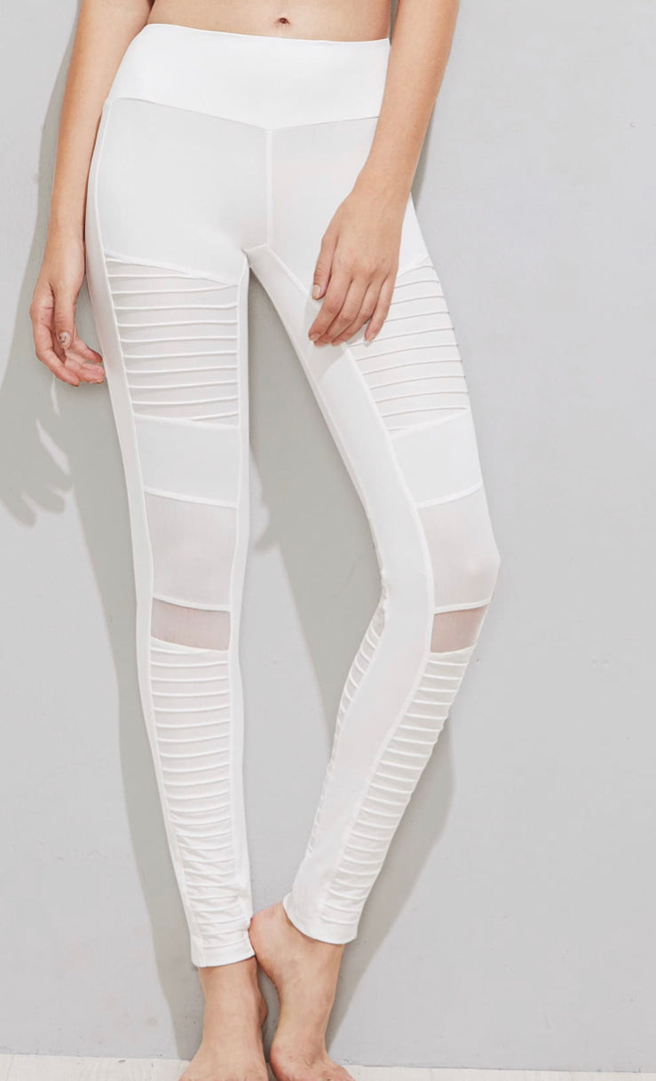 White Mesh Fashion Casual White Leggings