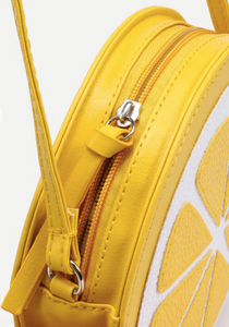 Lemon Yellow Circular Cross Body Fashion Purse Bag