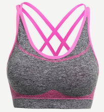 Load image into Gallery viewer, Gray Contrast Sports Yoga PIlates Bra Top

