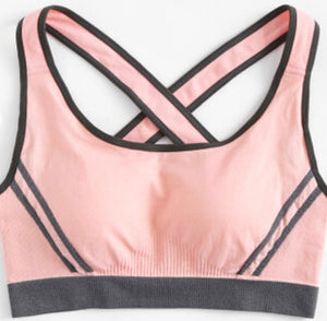 Pink Gray Sport Yoga Casual Bra Top